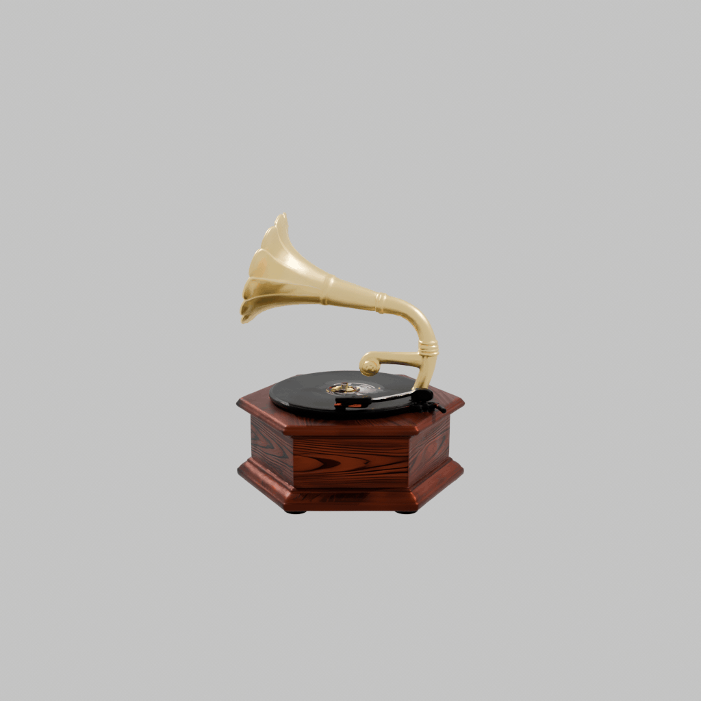 Seed3D generated animation: phonograph sculpture